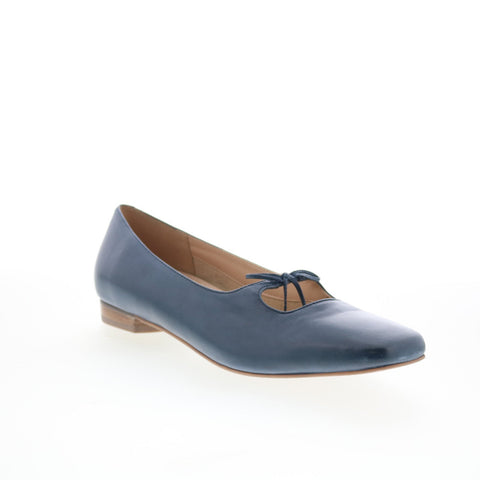 Trotters Honesty T2241-400 Womens Blue Leather Slip On Ballet Flats Shoes