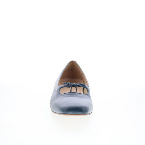 Trotters Honesty T2241-400 Womens Blue Leather Slip On Ballet Flats Shoes