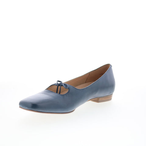 Trotters Honesty T2241-400 Womens Blue Leather Slip On Ballet Flats Shoes