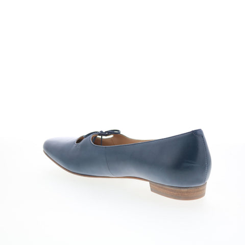 Trotters Honesty T2241-400 Womens Blue Leather Slip On Ballet Flats Shoes