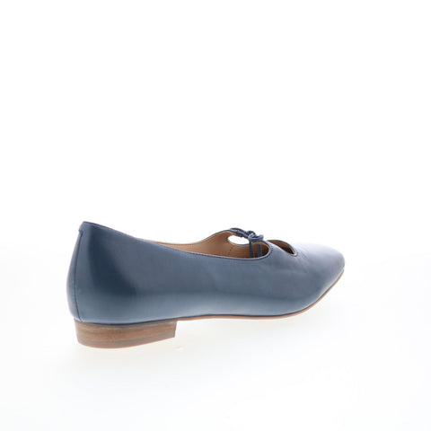 Trotters Honesty T2241-400 Womens Blue Leather Slip On Ballet Flats Shoes