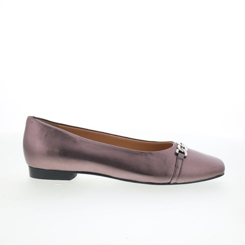 Trotters Harmony T2250-033 Womens Gray Leather Slip On Ballet Flats Shoes