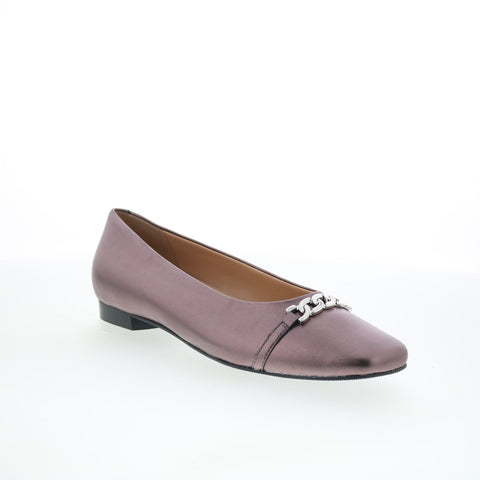 Trotters Harmony T2250-033 Womens Gray Leather Slip On Ballet Flats Shoes