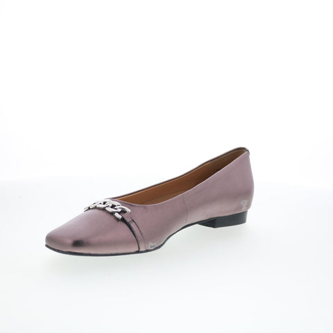 Trotters Harmony T2250-033 Womens Gray Leather Slip On Ballet Flats Shoes