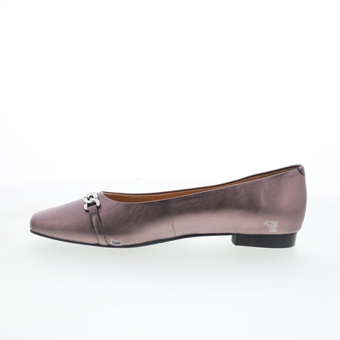Trotters Harmony T2250-033 Womens Gray Leather Slip On Ballet Flats Shoes