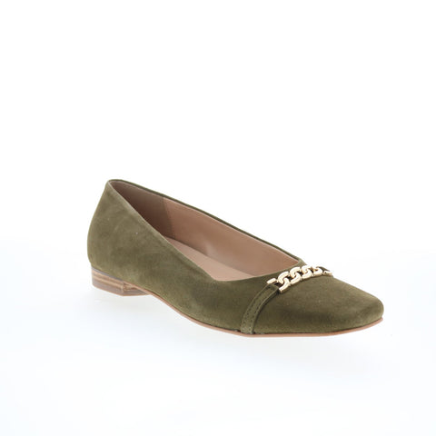 Trotters Harmony T2250-342 Womens Green Suede Slip On Ballet Flats Shoes