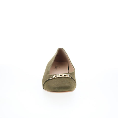 Trotters Harmony T2250-342 Womens Green Suede Slip On Ballet Flats Shoes