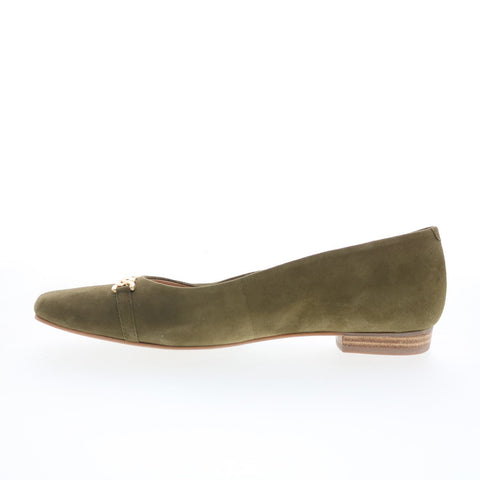 Trotters Harmony T2250-342 Womens Green Suede Slip On Ballet Flats Shoes