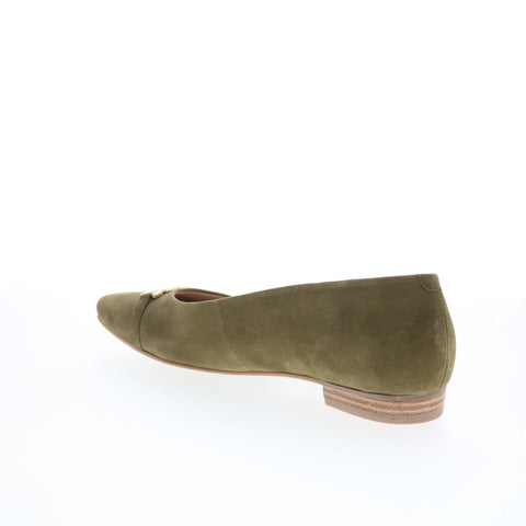Trotters Harmony T2250-342 Womens Green Suede Slip On Ballet Flats Shoes