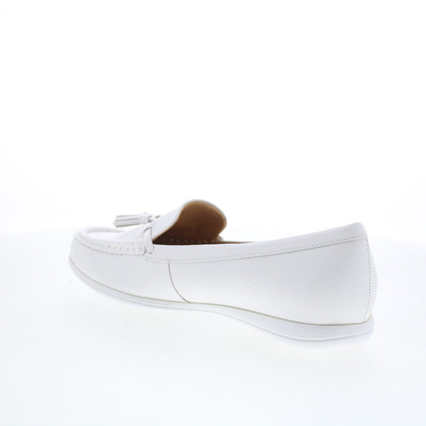 Trotters Dawson T2254-100 Womens White Leather Slip On Loafer Flats Shoes