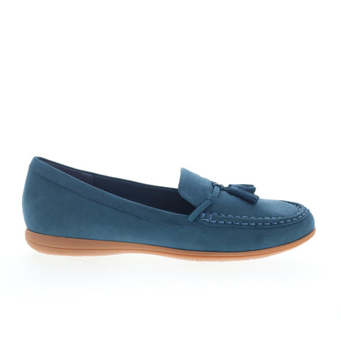 Trotters Dawson T2254-414 Womens Blue Leather Slip On Loafer Flats Shoes