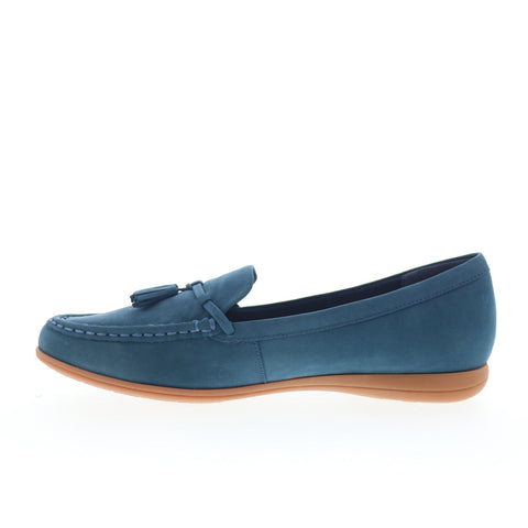 Trotters Dawson T2254-414 Womens Blue Leather Slip On Loafer Flats Shoes