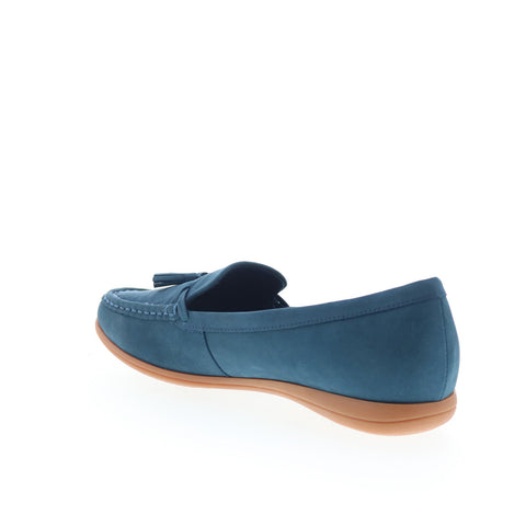 Trotters Dawson T2254-414 Womens Blue Leather Slip On Loafer Flats Shoes