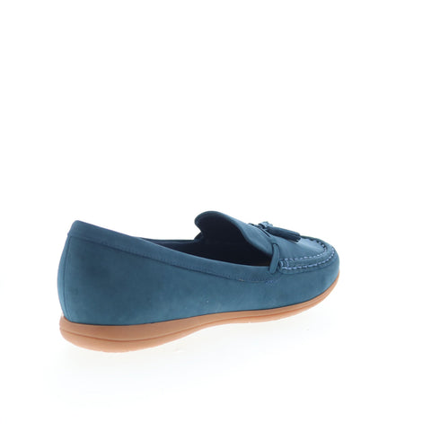 Trotters Dawson T2254-414 Womens Blue Leather Slip On Loafer Flats Shoes