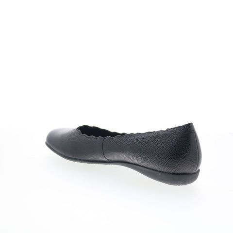 Trotters Sabine T2255-001 Womens Black Leather Slip On Ballet Flats Shoes