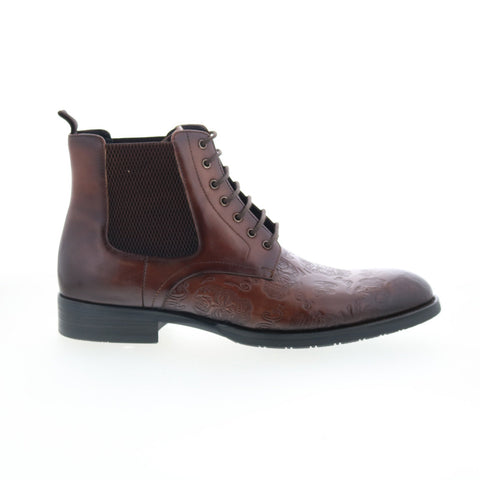 Robert Graham T23-1-195-A842 Mens Brown Leather Lace Up Casual Dress Boots