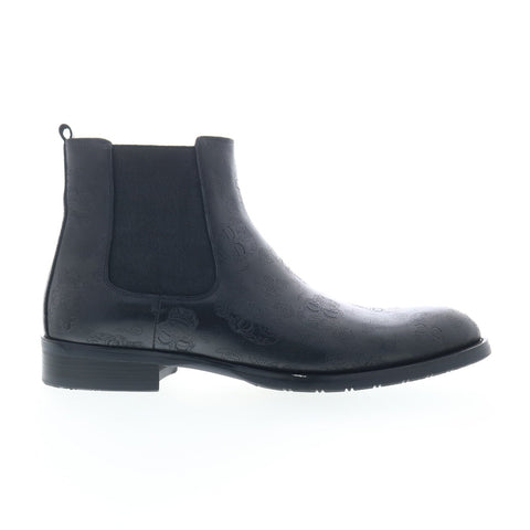 Robert Graham T23-189-A847 Mens Black Leather Slip On Chelsea Boots