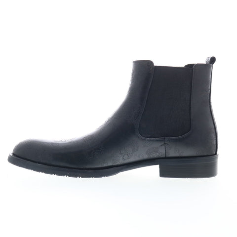 Robert Graham T23-189-A847 Mens Black Leather Slip On Chelsea Boots