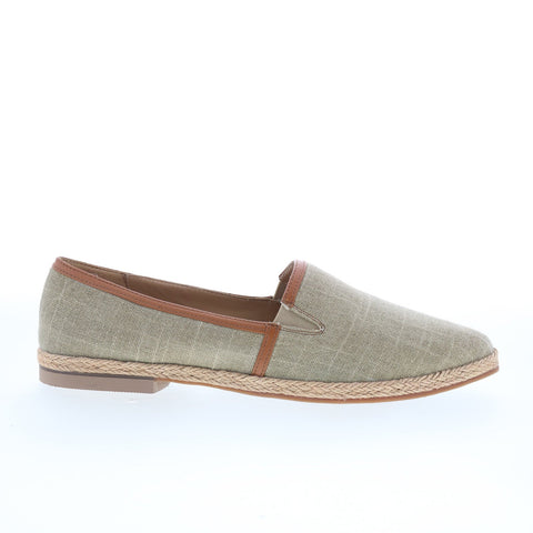 Trotters Estelle T2304-313 Womens Green Canvas Slip On Loafer Flats Shoes
