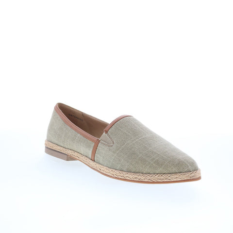 Trotters Estelle T2304-313 Womens Green Canvas Slip On Loafer Flats Shoes