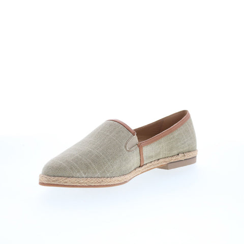 Trotters Estelle T2304-313 Womens Green Canvas Slip On Loafer Flats Shoes