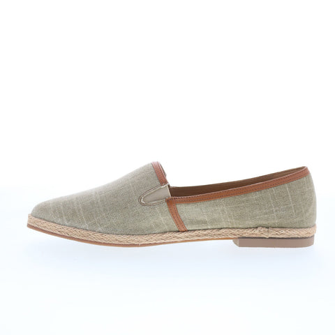 Trotters Estelle T2304-313 Womens Green Canvas Slip On Loafer Flats Shoes