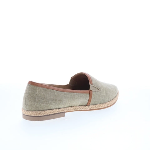 Trotters Estelle T2304-313 Womens Green Canvas Slip On Loafer Flats Shoes