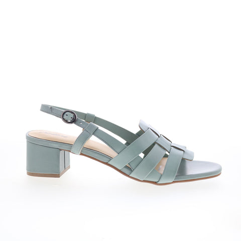 Trotters Luna T2313-315 Womens Green Leather Heeled Sandals Shoes