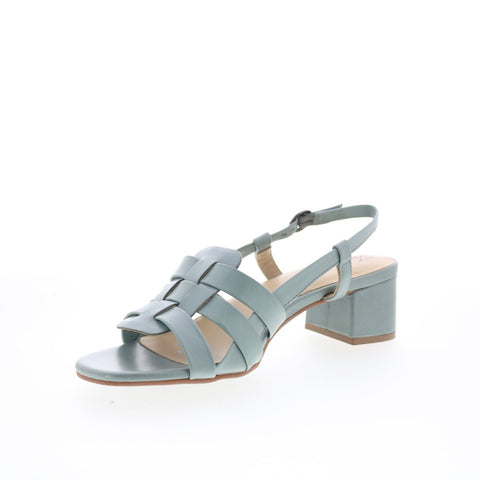 Trotters Luna T2313-315 Womens Green Leather Heeled Sandals Shoes