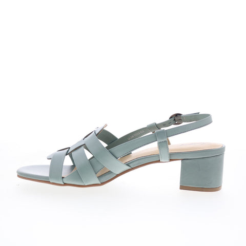 Trotters Luna T2313-315 Womens Green Leather Heeled Sandals Shoes