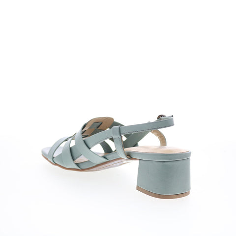 Trotters Luna T2313-315 Womens Green Leather Heeled Sandals Shoes