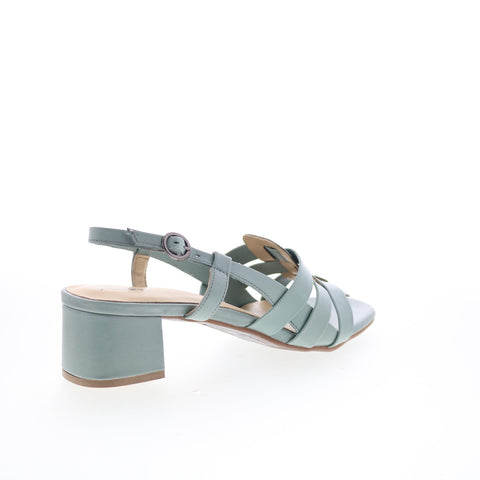 Trotters Luna T2313-315 Womens Green Leather Heeled Sandals Shoes