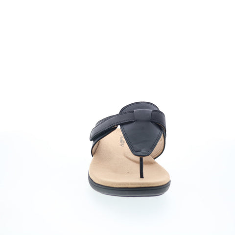 Trotters Robin T2317-001 Womens Black Leather Slip On Thong Sandals Shoes