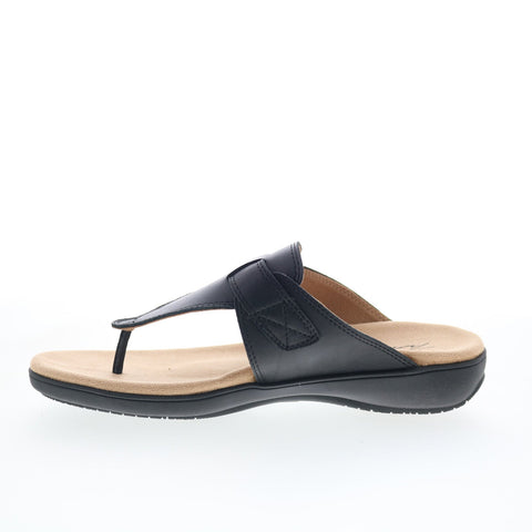 Trotters Robin T2317-001 Womens Black Leather Slip On Thong Sandals Shoes