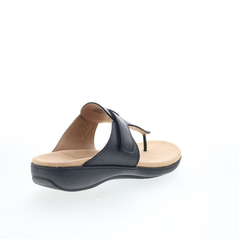 Trotters Robin T2317-001 Womens Black Leather Slip On Thong Sandals Shoes