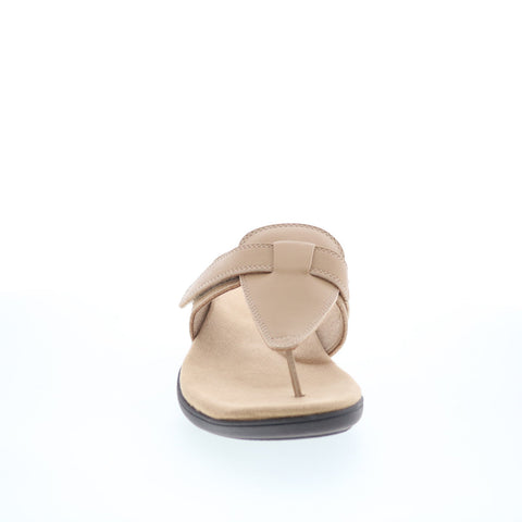 Trotters Robin T2317-158 Womens Beige Leather Slip On Thong Sandals Shoes