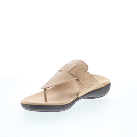 Trotters Robin T2317-158 Womens Beige Leather Slip On Thong Sandals Shoes