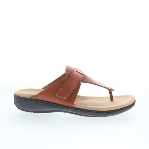 Trotters Robin T2317-215 Womens Brown Leather Slip On Thong Sandals Shoes