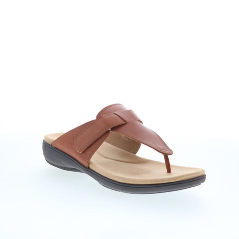 Trotters Robin T2317-215 Womens Brown Leather Slip On Thong Sandals Shoes