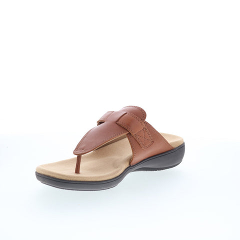 Trotters Robin T2317-215 Womens Brown Leather Slip On Thong Sandals Shoes