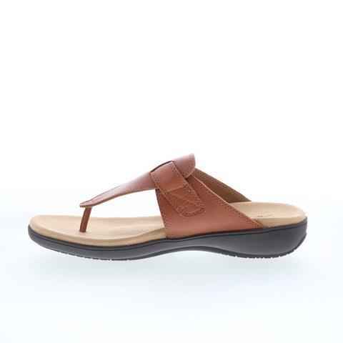Trotters Robin T2317-215 Womens Brown Leather Slip On Thong Sandals Shoes