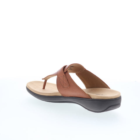 Trotters Robin T2317-215 Womens Brown Leather Slip On Thong Sandals Shoes