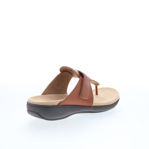 Trotters Robin T2317-215 Womens Brown Leather Slip On Thong Sandals Shoes