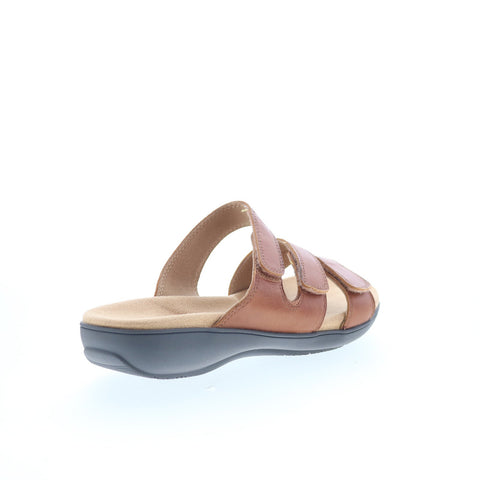 Trotters Rose T2326-215 Womens Brown Leather Slip On Slides Sandals Shoes