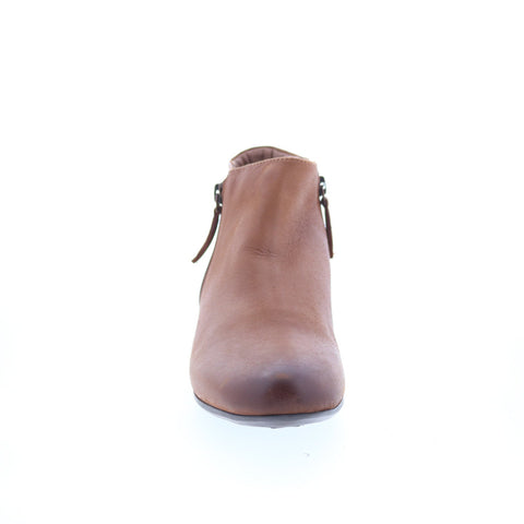 Trotters Major Embossed T2368-215 Womens Brown Leather Ankle & Booties Boots