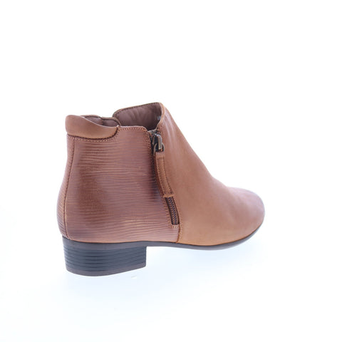 Trotters Major Embossed T2368-215 Womens Brown Leather Ankle & Booties Boots