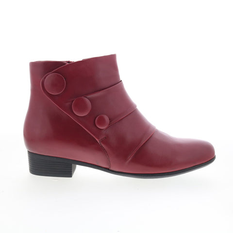 Trotters Mila T2370-642 Womens Red Leather Zipper Ankle & Booties Boots