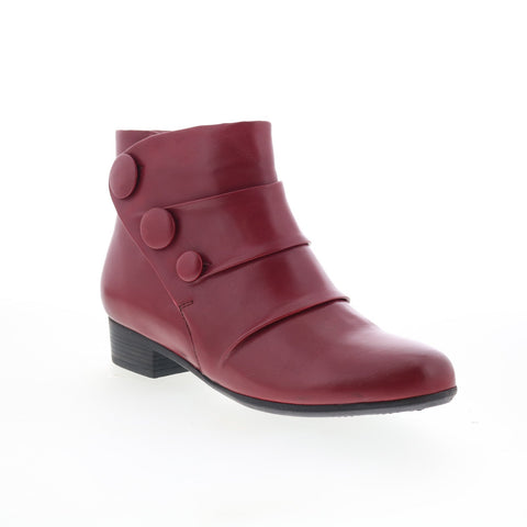 Trotters Mila T2370-642 Womens Red Leather Zipper Ankle & Booties Boots