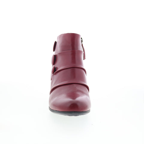 Trotters Mila T2370-642 Womens Red Leather Zipper Ankle & Booties Boots