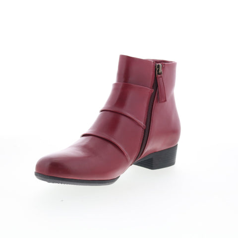 Trotters Mila T2370-642 Womens Red Leather Zipper Ankle & Booties Boots